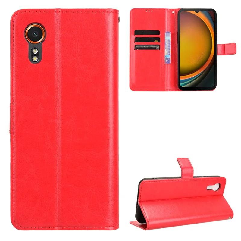

Кожаный чехол-книжка с отделением для карт и подставкой для Samsung Galaxy Xcover 7 6 Pro 5, защитный чехол, противоударный держатель, чехол для бизнеса с полной защитой Galaxy Xcover 5 красный
