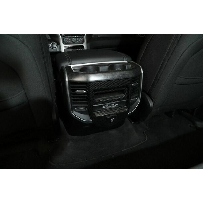 Carbon Fiber Rear Armrest Air Vent Outlet Panel Trim Cover For 18+Dodge Ram 1500
