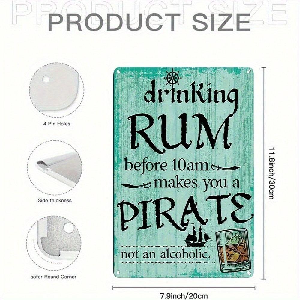 Vintage Metal Tin Sign Pirate Rum Drinking Bar Wall Decor
