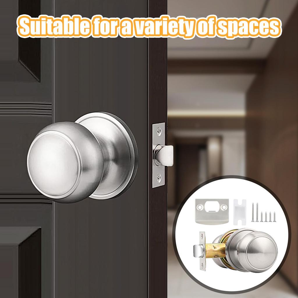 Front Door Lock Set Entrance Door Handle Keyless Knob Replacement Set With Screw And Latch Plate For House Apartment School