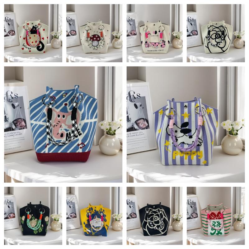 Handgestrickte Handtasche mit großem Fassungsvermögen, lässige, tragbare Pendler-Tragetasche, Umhängetasche, vielseitige Alltags-Handtasche