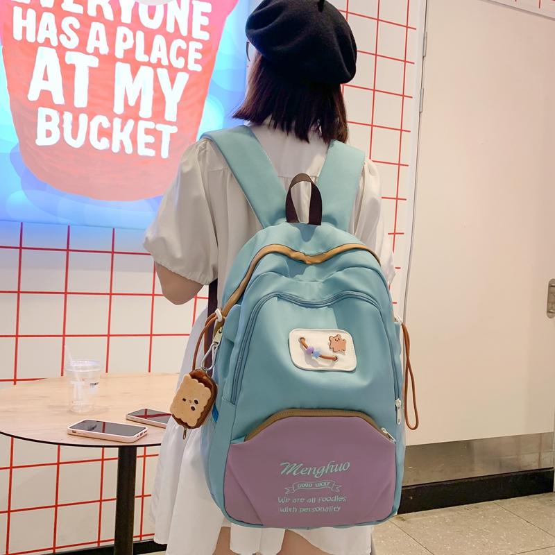 Симпатичный женский рюкзак большой емкости с цветными блоками — фото 20