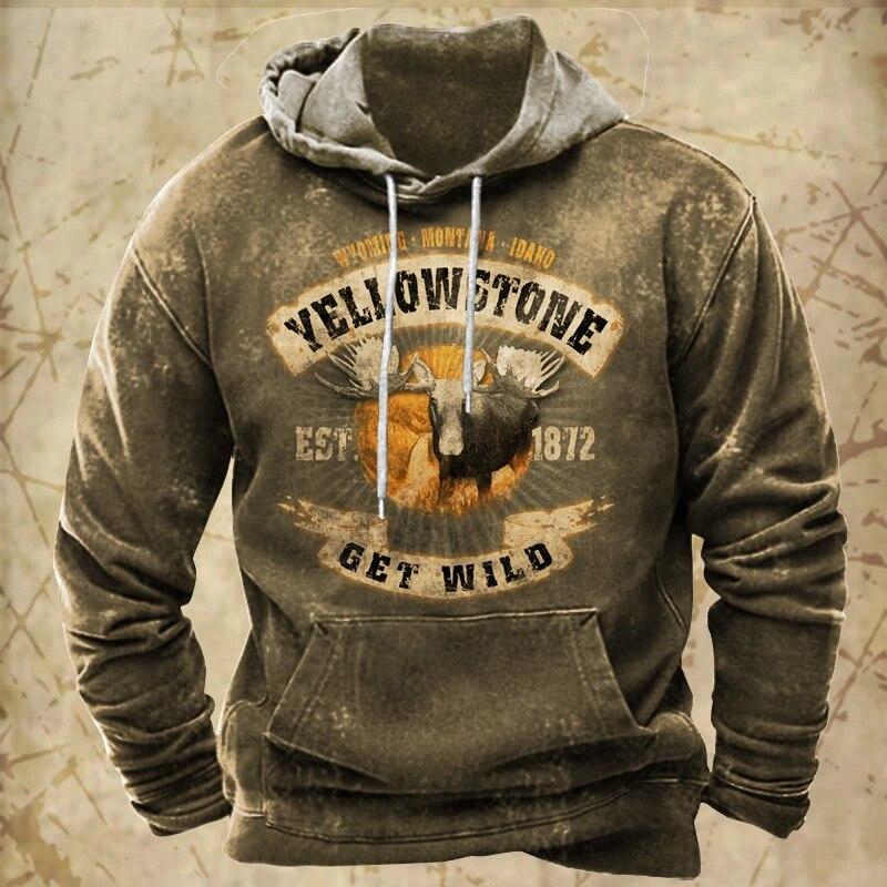 

Винтажная ковбойская толстовка с узором, мужская одежда больших размеров, повседневные топы, уличная толстовка для мужчин, пуловер, мужские классические толстовки