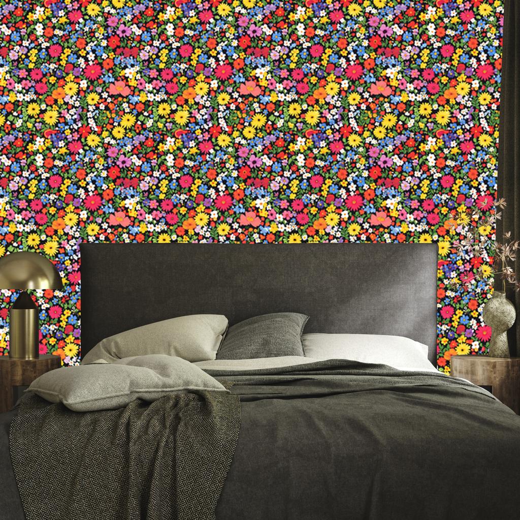 Wallpaper Small Flowers Red and Yellow for Living Room and Bedroom 50x1000