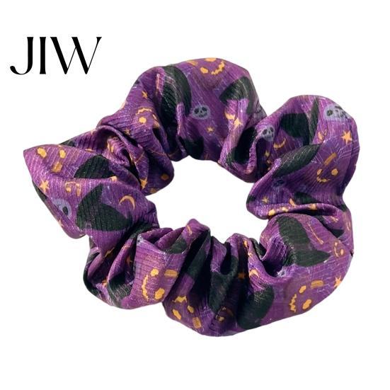 Soft Elastic Ponytail Holders Halloween Hair Ties, High Elasticity Scrunchies, Stretchy Bands with Ghost Witch Accessories Hat Bat Spider Web