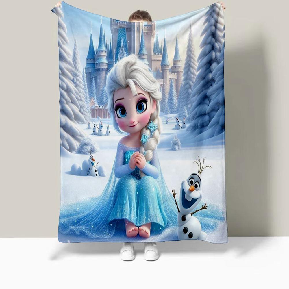 Frozen Elsa Cartoon Printed Blanket Oversized Bedding Sofa Soft Travel Warm Flannel Bedroom Blanket Children Girls Gift