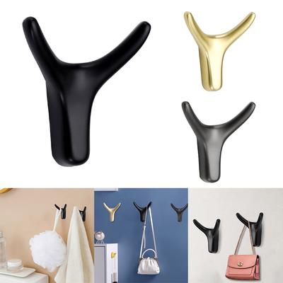 Wall Hooks Hangers Door Wall Mounted Coat Hooks Ox Horn Design Wardrobe Clothes Hanger Zinc Alloy Kitchen Bathroom Organization