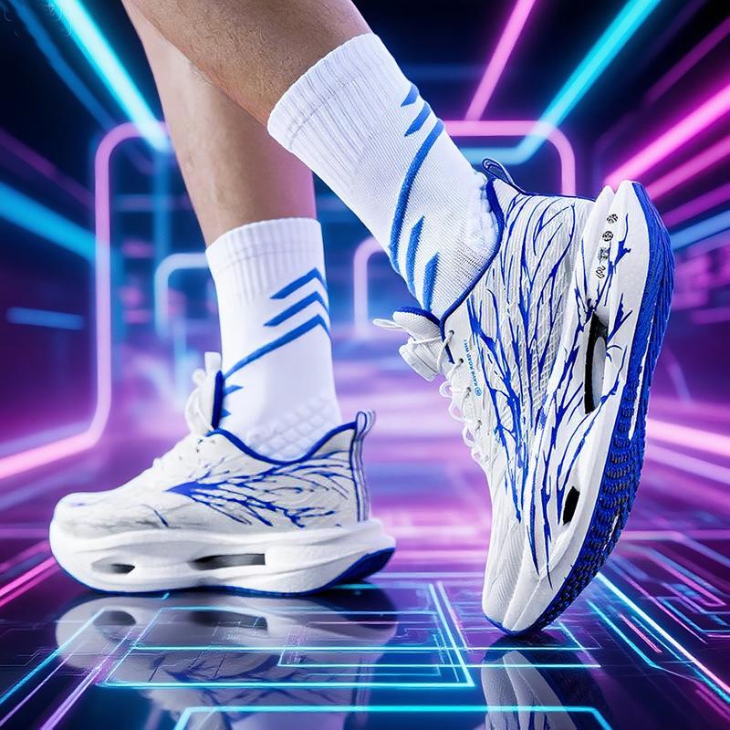 9PRO Leuchtende Carbonplatte Drehverschluss Laufschuhe für Jungen und Mädchen Atmungsaktive Kinder Freizeit Sport Laufschuhe