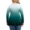 Women's Plus Size Shirt Long Sleeve  Print Top Pleated Casual V-Neck Top