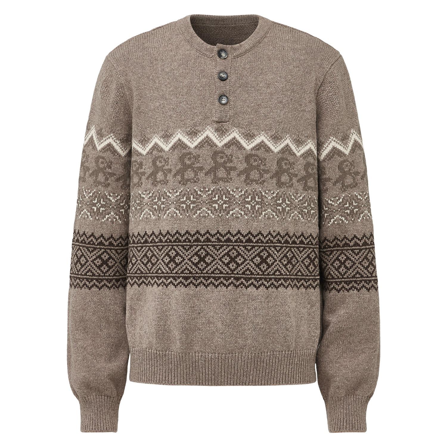 

Men s Retro Christmas Penguin Sweater - Coffee & Apricot Jacquard Knit, Autumn/Winter Wear In Stock Large (L)