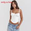 Summer Lace Spliced Bandage Sexy European Top For Women With Slim Fit Style