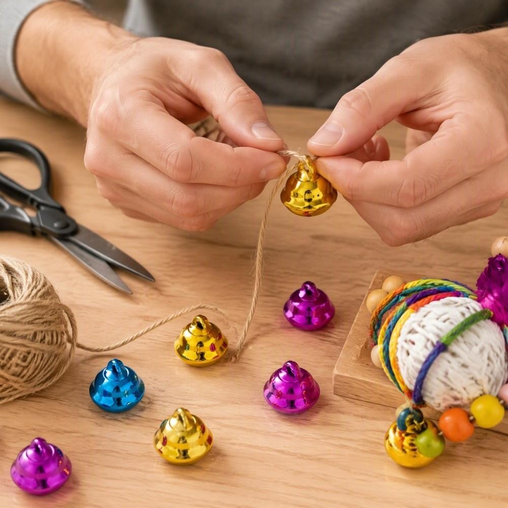 20pcs Metal Construction Bird Bells Iron Material Craft Bells Colourful Chew Toy Bells For Parrots