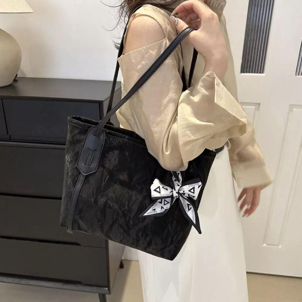 PU Leather Shoulder Bag Large Capacity Tote Bag Fashion Student School Bag