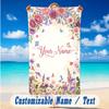 Floral Garden Theme Beach Towel Personalized Custom Name & Text Soft Quick Dry Beach Towel for Swimming Travel