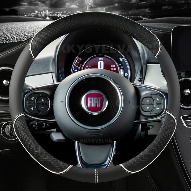 Car Steering Wheel Cover Microfiber Leather For Fiat 500 2007- 500e   500L 2014-2018 500X 2015- Auto Accessories