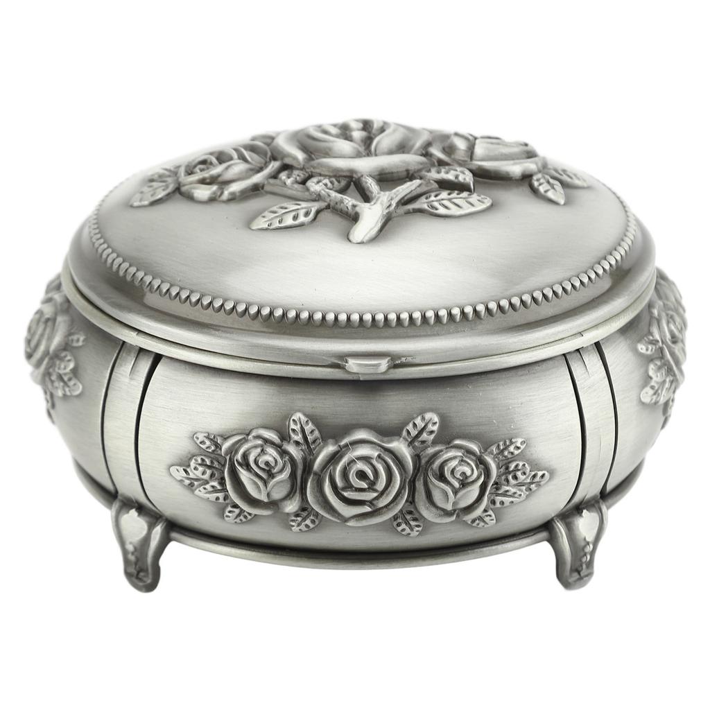 Jewelry Box Retro Metal Oval Shaped Jewelry Storage Box for Necklace Ear S