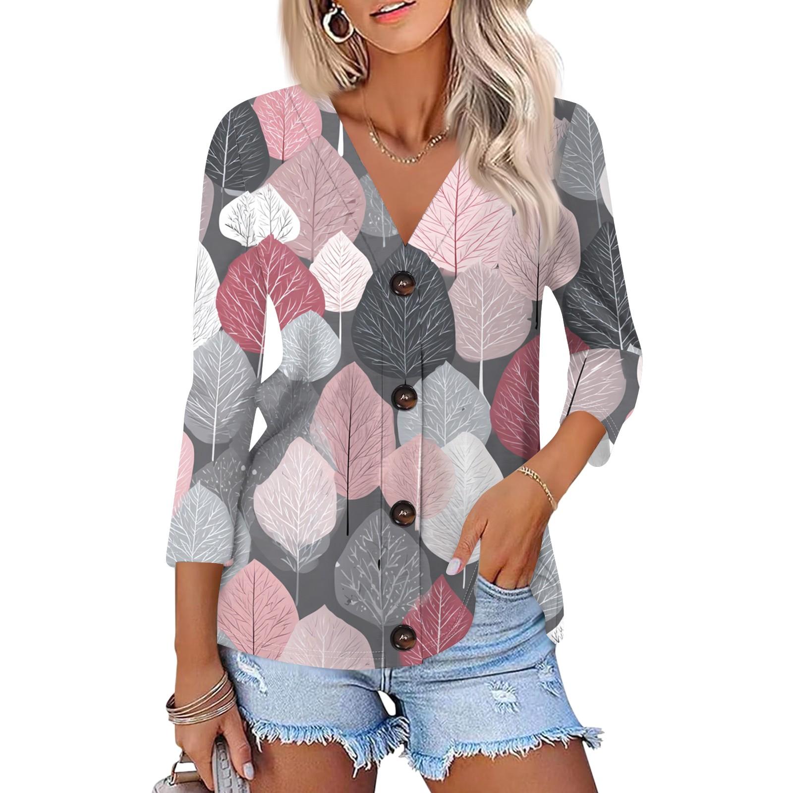 

Женский повседневный модный кардиган на пуговицах с рукавом три четверти и цветочным принтом L розовый