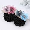 Butterfly Flower Elastic Hair Net Rhinestone Beads Decor Hair Bun Holder  Hotel Staff Uniform