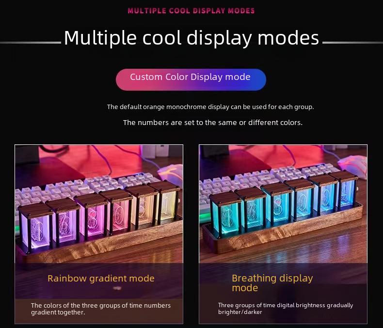 E-commerce Desktop Nixie Tube-Style Alarm Clock with Network Sync and Timer, Creative Design, No Assembly Required