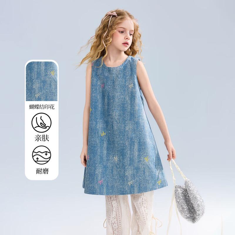 

ASK JUNIOR Girls Sleeveless Denim Bow Dress 170