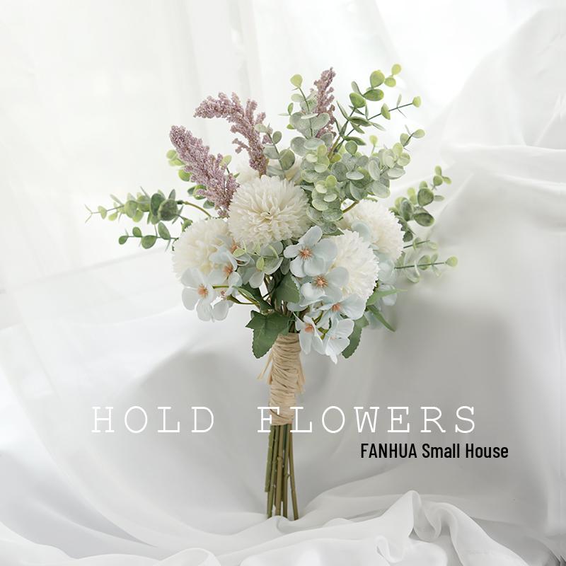 Bouquet Sposa Eucalipto Stile Foresta - Composizione Floreale Artificiale a Mano per Matrimoni & Arredo Casa