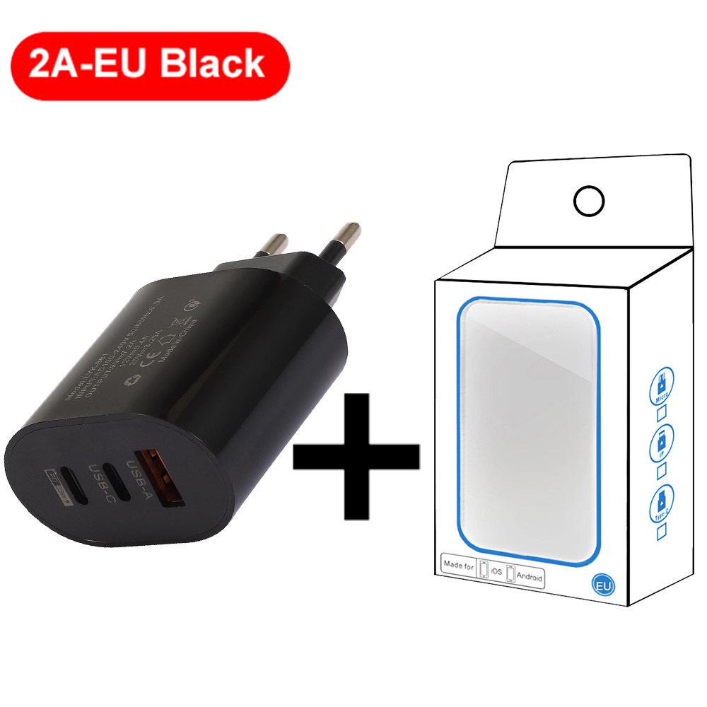 Type-C Multi-Port Charger: 2A USB + 2PD Travel Adapter (US/EU Specs)