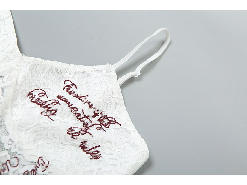 2024 Autumn Women's Urban Chic Solid Lace Bodysuit with Text Accents