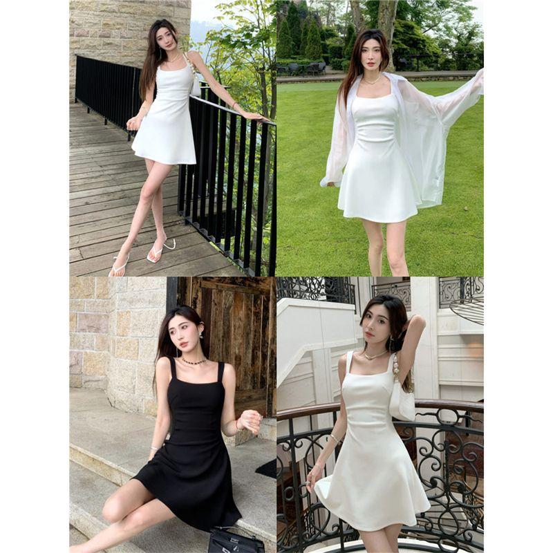 French vintage sweet spicy style camisole elegant dress for women, new summer slimming slimming versatile short skirt