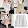 Korean Style Flowy Floral Denim Short Skirt With Zipper For Spring Summer Casual Wear