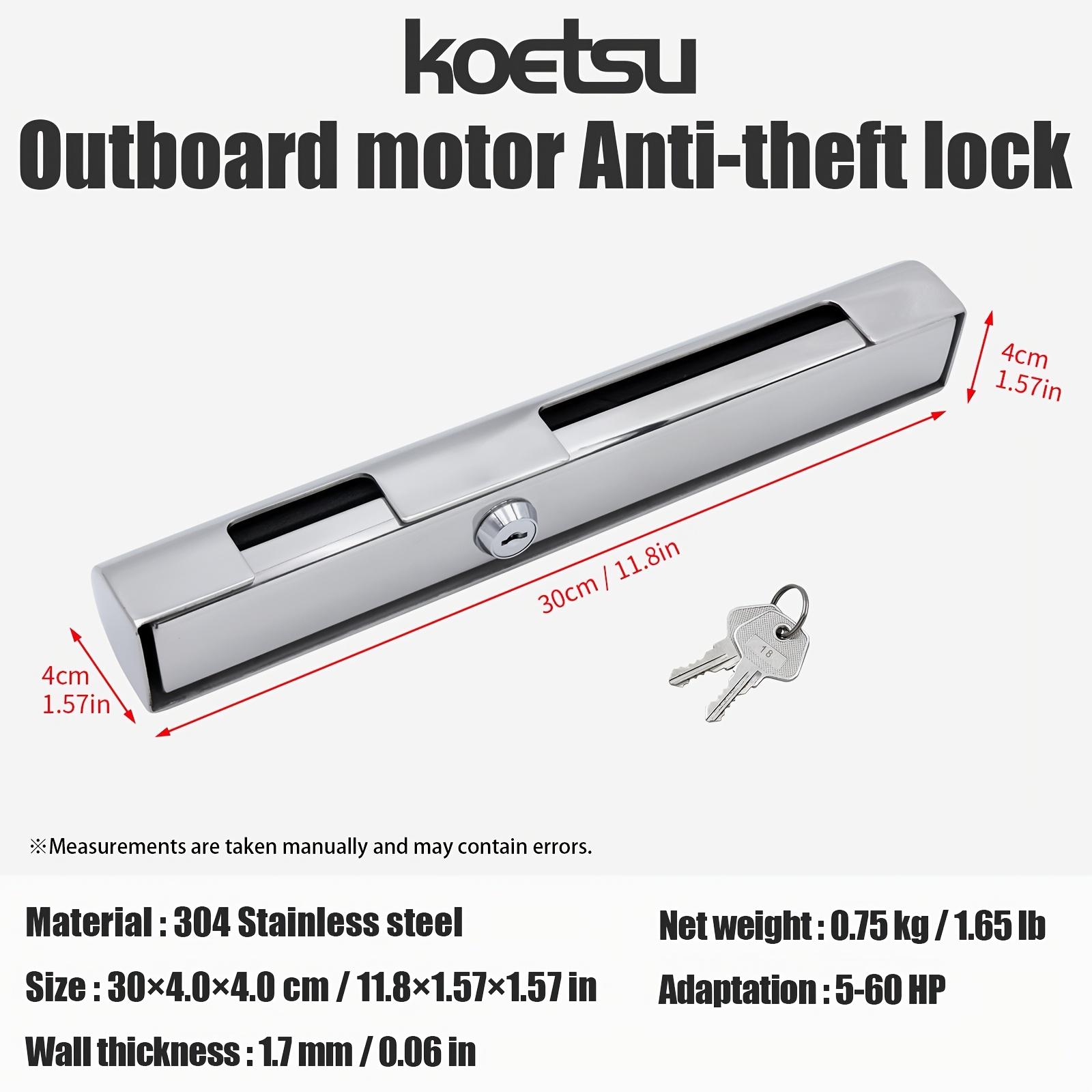 KOETSU Outboard Steering Lock, 304 Stainless Steel for 5-60HP Outboard Motors, Anti-Theft & Anti-Loss, No Installation Needed серый