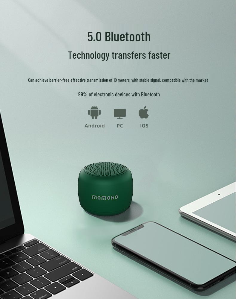 Classic Mini Bluetooth Speaker with Portable Lanyard and Card Insert Functionality