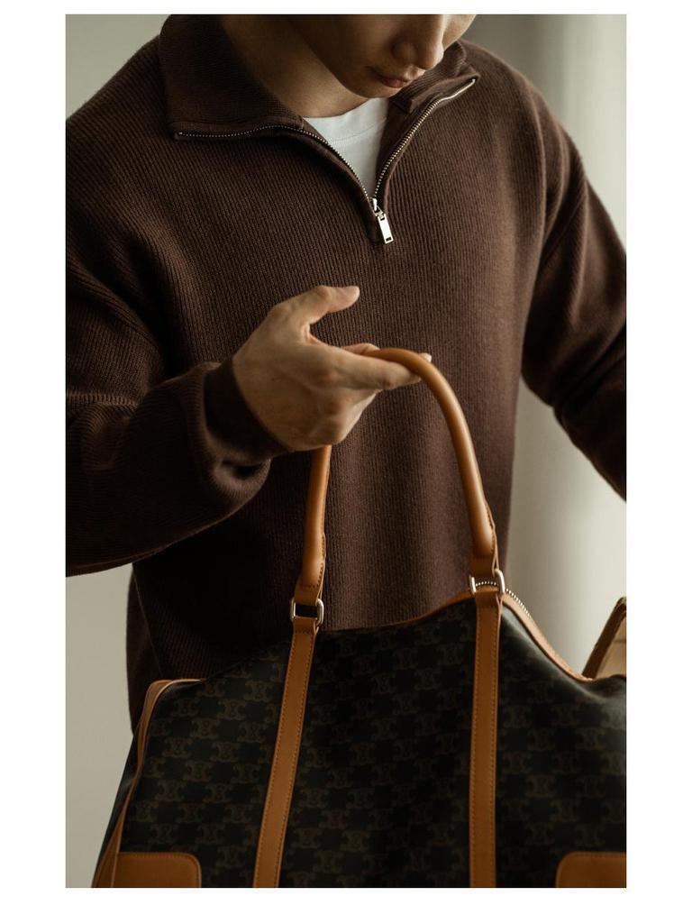 Men's 2025 Autumn/Winter Half-Zip Stand Collar Knit Sweater