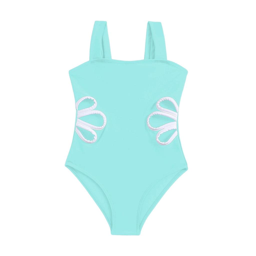 Traje de Baño Hueco de Playa Nuevo Traje de Baño de Moda para Niña Chaleco Princesa Tirantes Color Contraste Moda Traje de Baño de Una Pieza