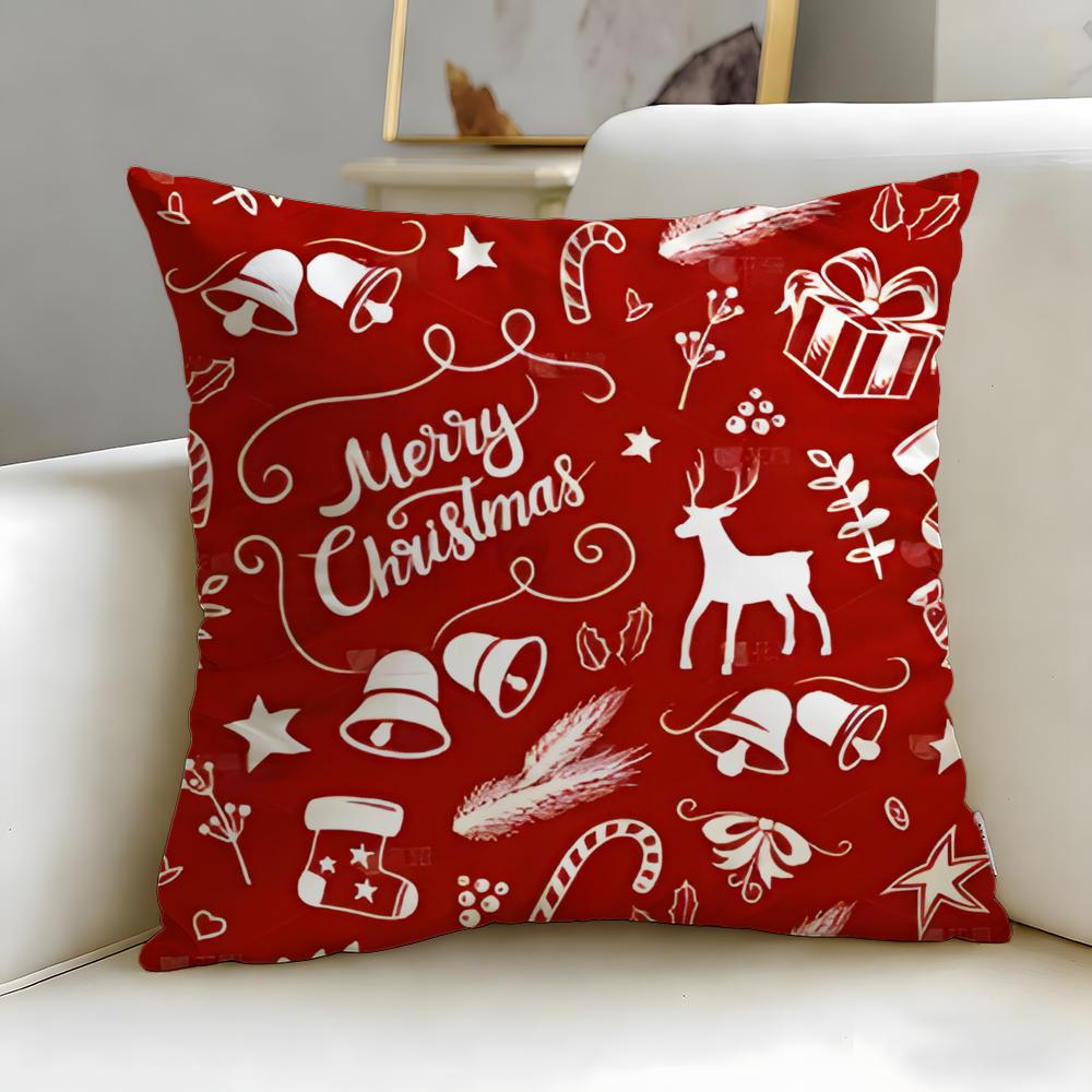 Classic Holiday Theme Christmas Cushion Cover Soft  EasyWash Pillow Case  Versatile for Couch Bed Travel and Office