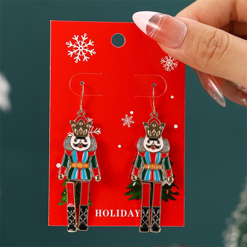 Christmas Rhinestone Santa Claus Xmas Tree Snowman Drop Earrings For Women Elk Snowflake Long Tassel Dangle Earring Party Gifts