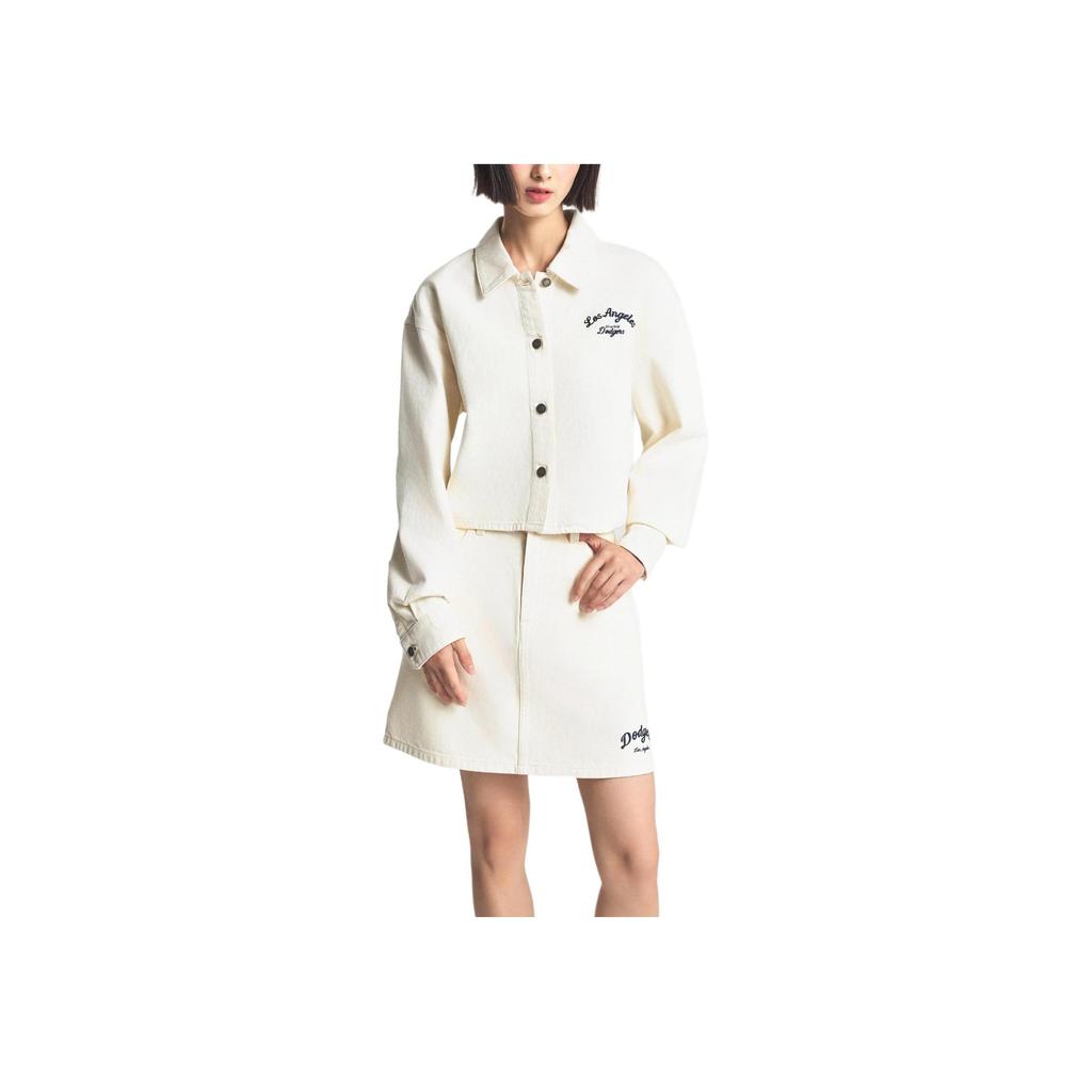 New MLB Denim Jackets Women's Cream 3FDRV0144-07CRD