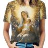 Nouveaux T-shirts Vierge Marie Notre-Dame de Guadalupe Impression 3D Femmes Col Rond Manches Courtes T-shirt Harajuku Y2k T-shirts Hauts Vêtements Féminins