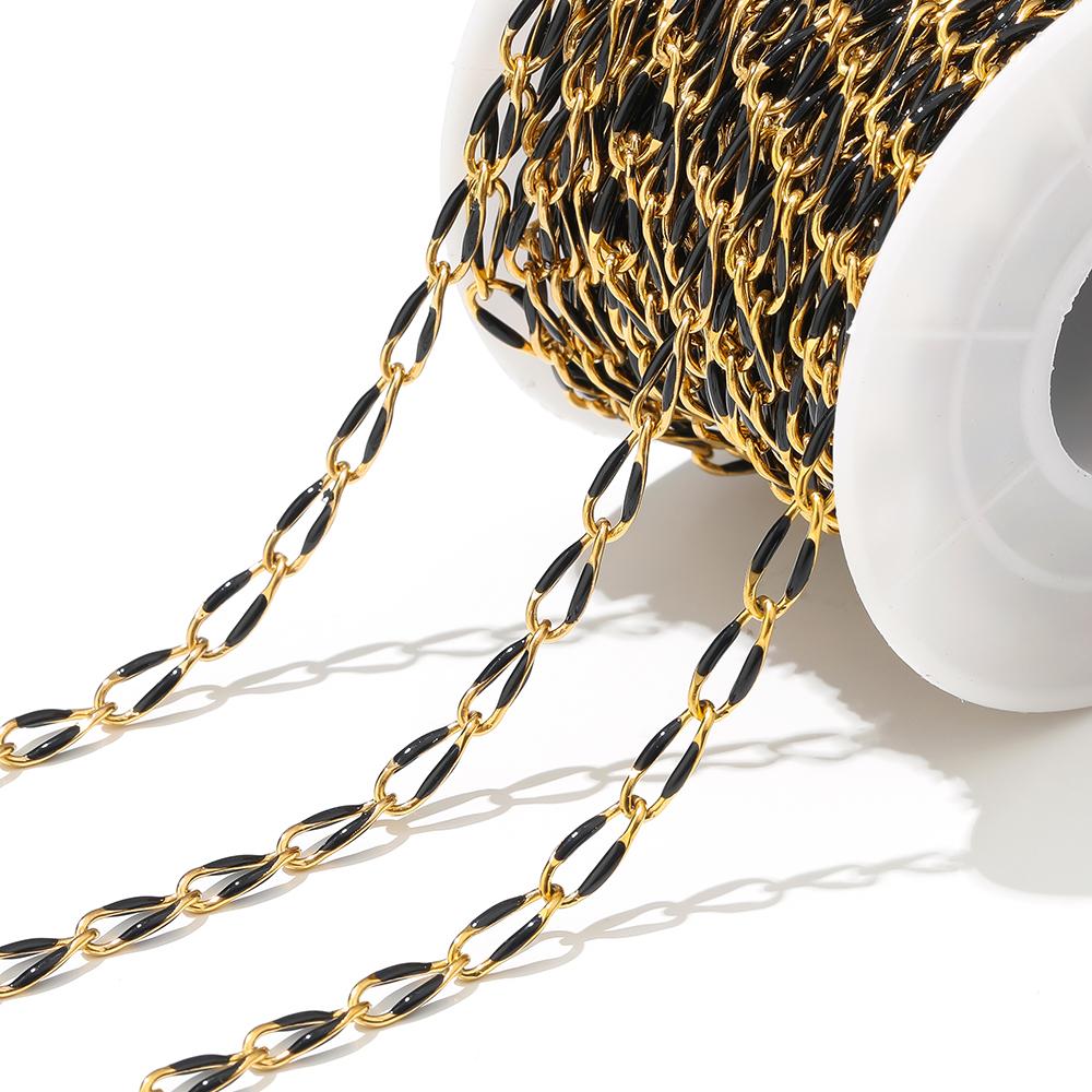 1 Meter Stainless Steel Blue Black Enamel Twisted Chains for DIY Jewelry Making Women Necklace Bracelets Supplies Nickel Free