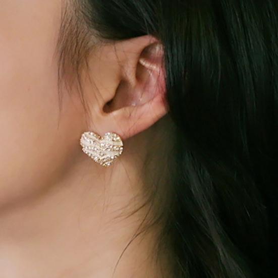 Women's Fashion Zebra Crystal Rhinestone Heart Shape Ear Stud Earrings Jewelry