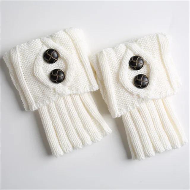 Women Knitted Gaiters Leg Warmers for Autumn/Winter Lolita Sweet Girl Short Boot Cuffs Buttons Crochet  Lady Boot Knee High Boot