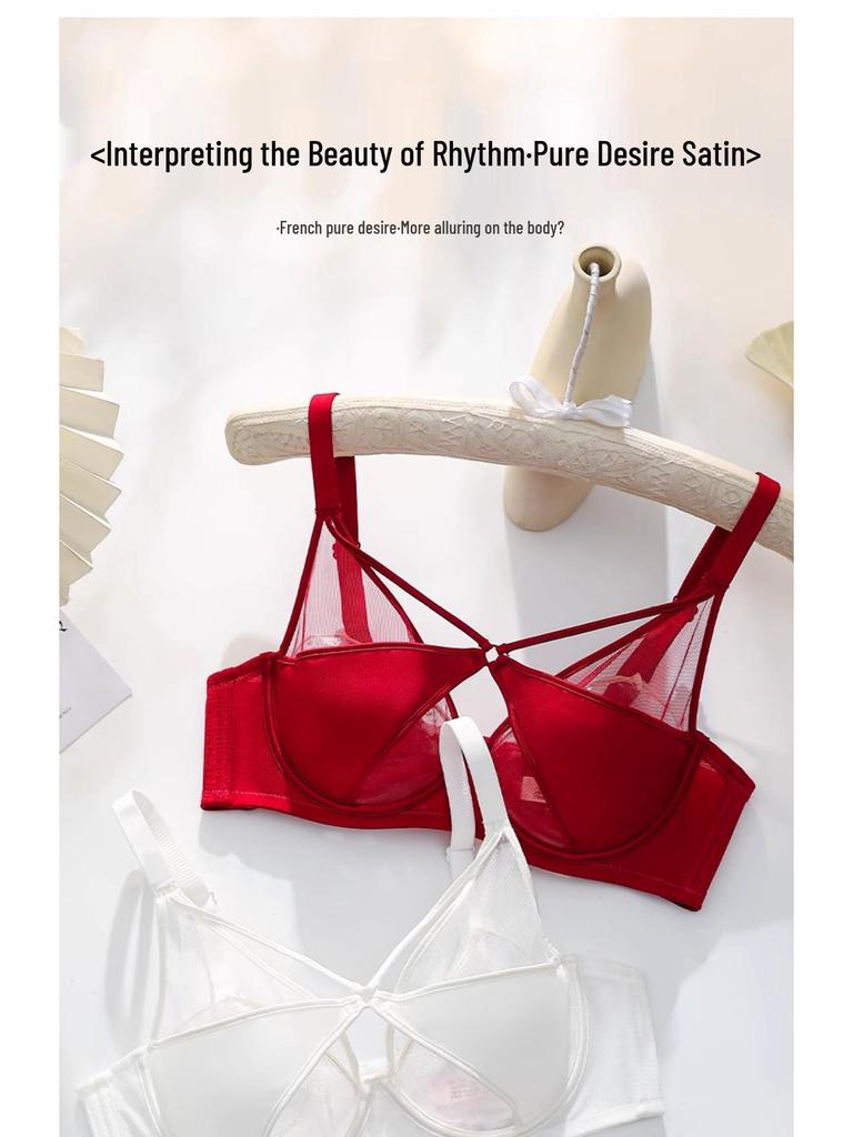 Elegant French Women's Uplift Lingerie: Thin Style, Anti-Sagging Soft Underwire Bra for Large Chest.
