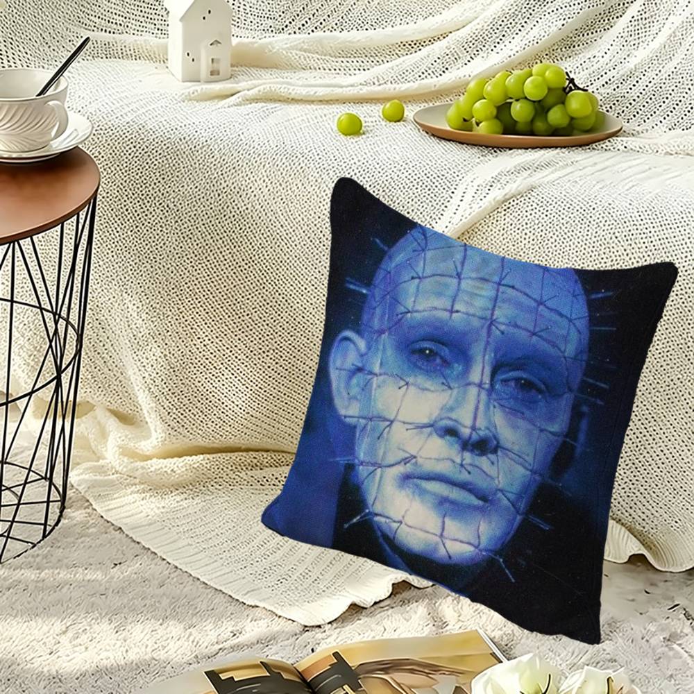Movie Hellraiser P-Pinhead Square Double-Sided printed Pillow Case Bedroom Bedside Pillow Sofa Cushion Cover