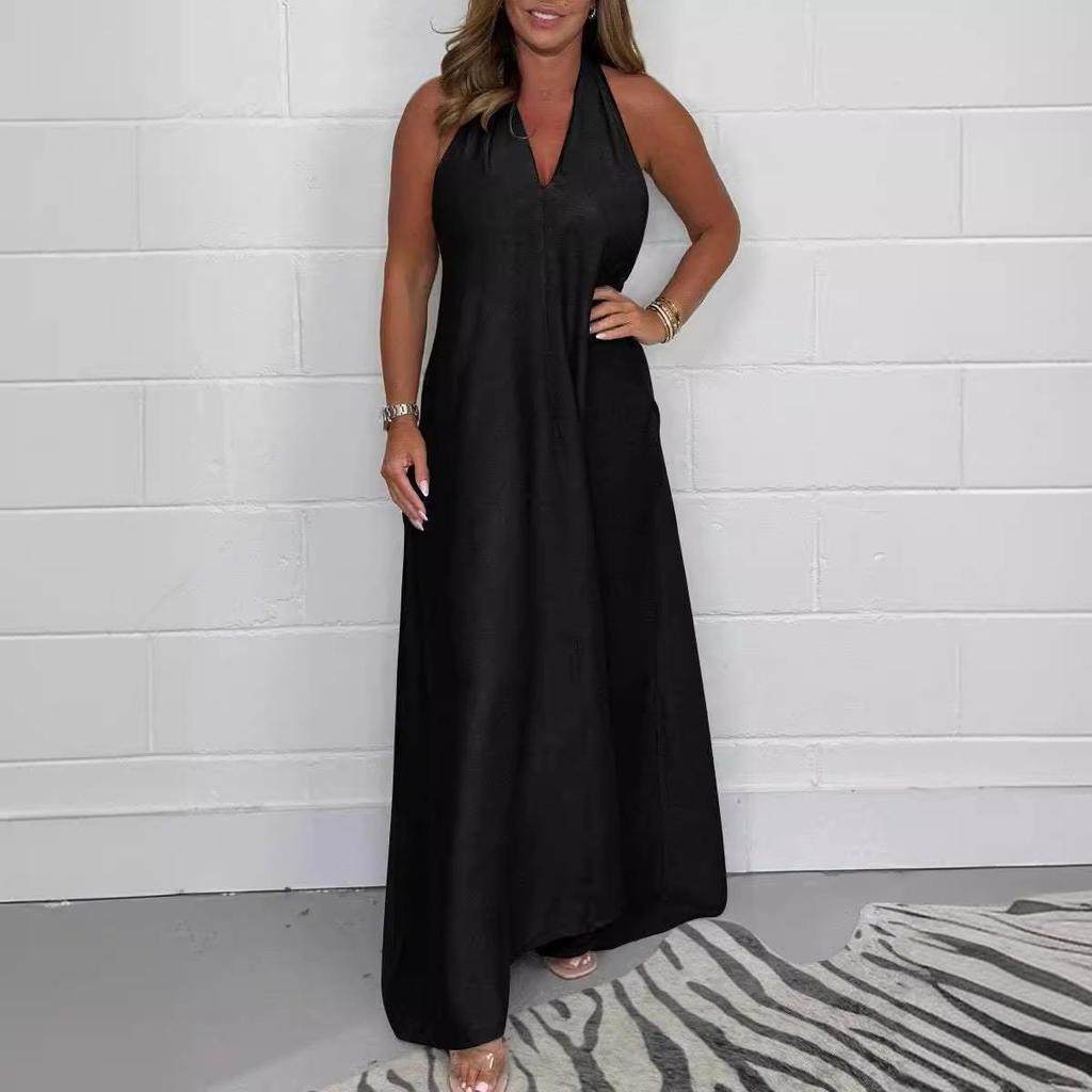 Spring/Summer 2024 Elegant Deep V-Neck Sleeveless Long Dress