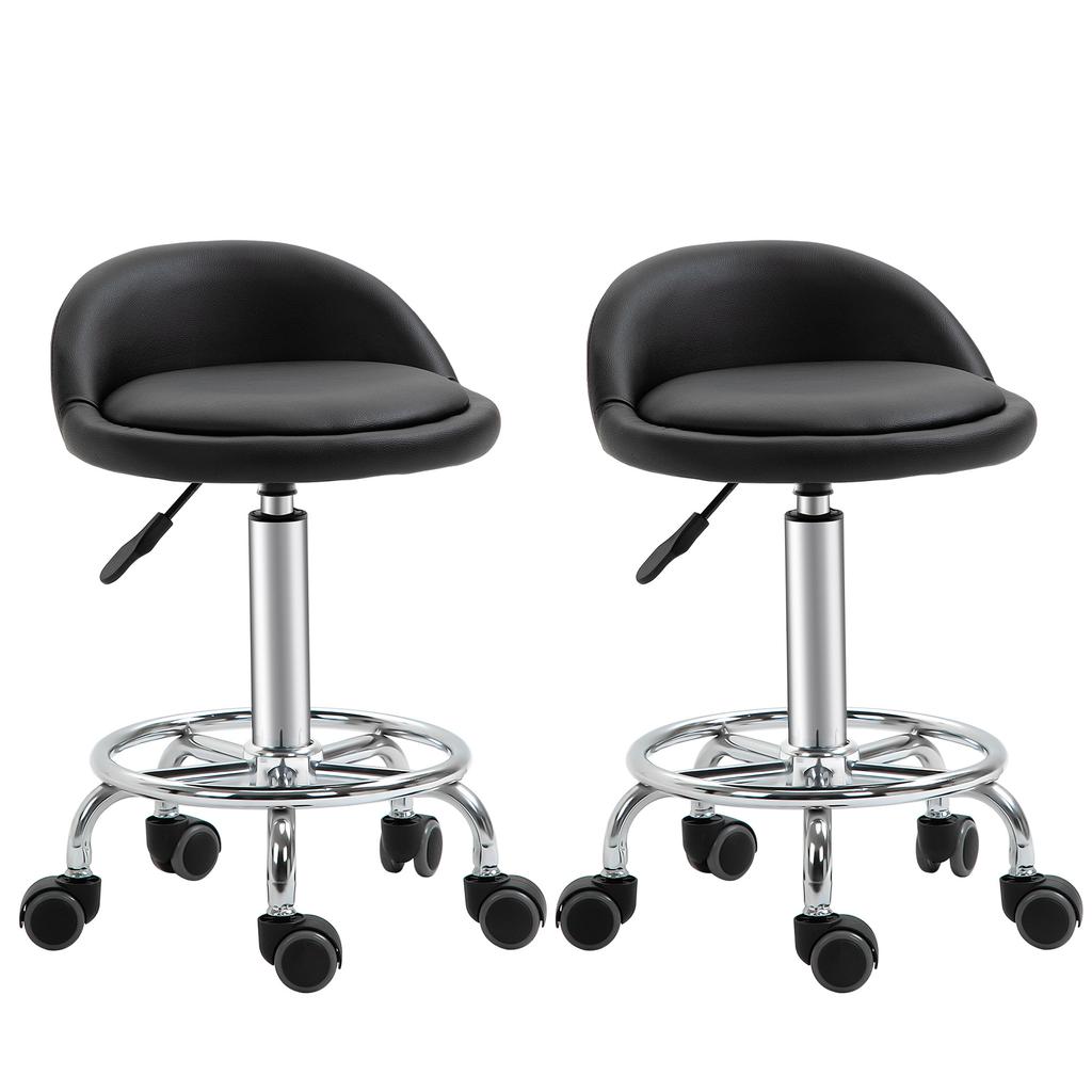 Rolling Stool with Backrest 57-72 Cm Height-Adjustable Swivel Stool for Office Salon Massage