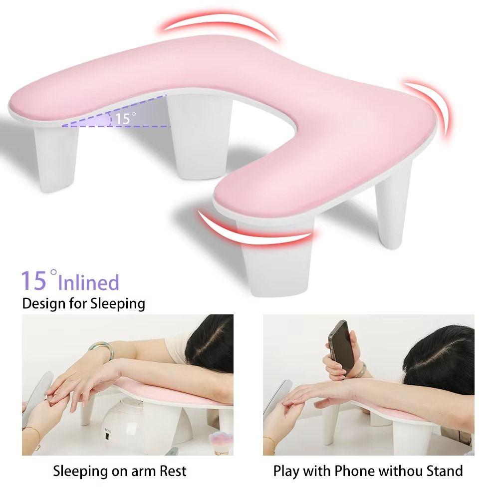Height Adjustable U-Shaped Nail Arm Rest PU Surface Manicure Hand Rest Cushion  Nails Tech
