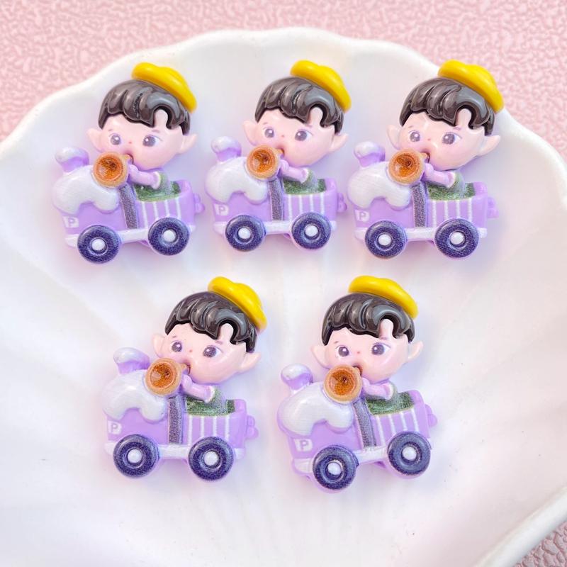 6/12Pcs New Cute Cartoon Little Boy, Girl Riding a Bike Series Flat Back Ornament Jewelry Bows Accessories