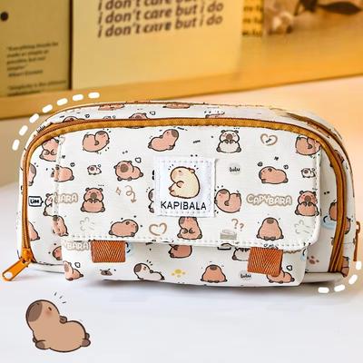 Astuccio Kapibara Kawaii Grande Capacità Borsa Multifunzione Creativa a Ribalta Cartoon Borsa per Cancelleria Forniture per Ufficio