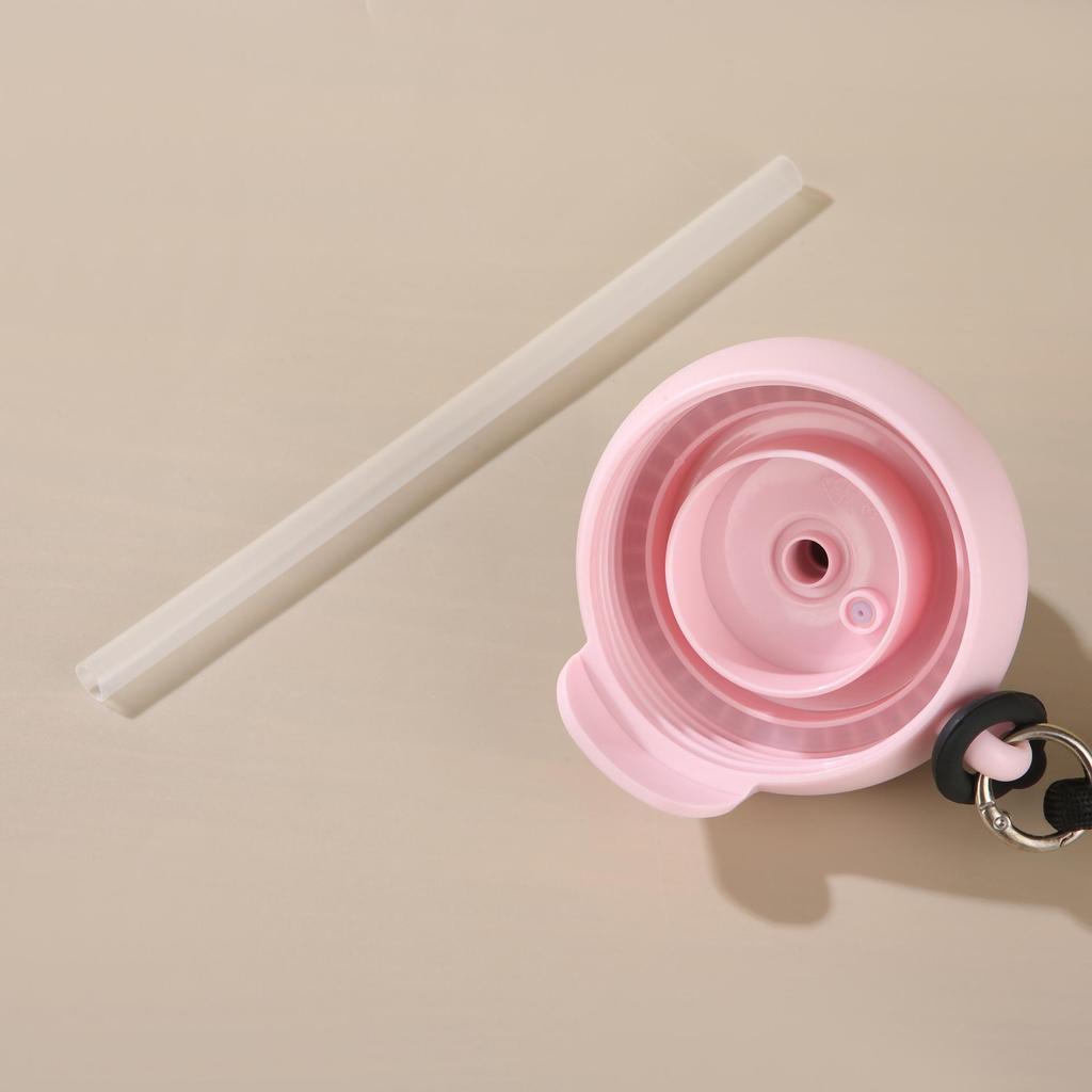 New Cute Cartoon Insulated Stainless Steel Water Cup with Straw and Handheld Rope