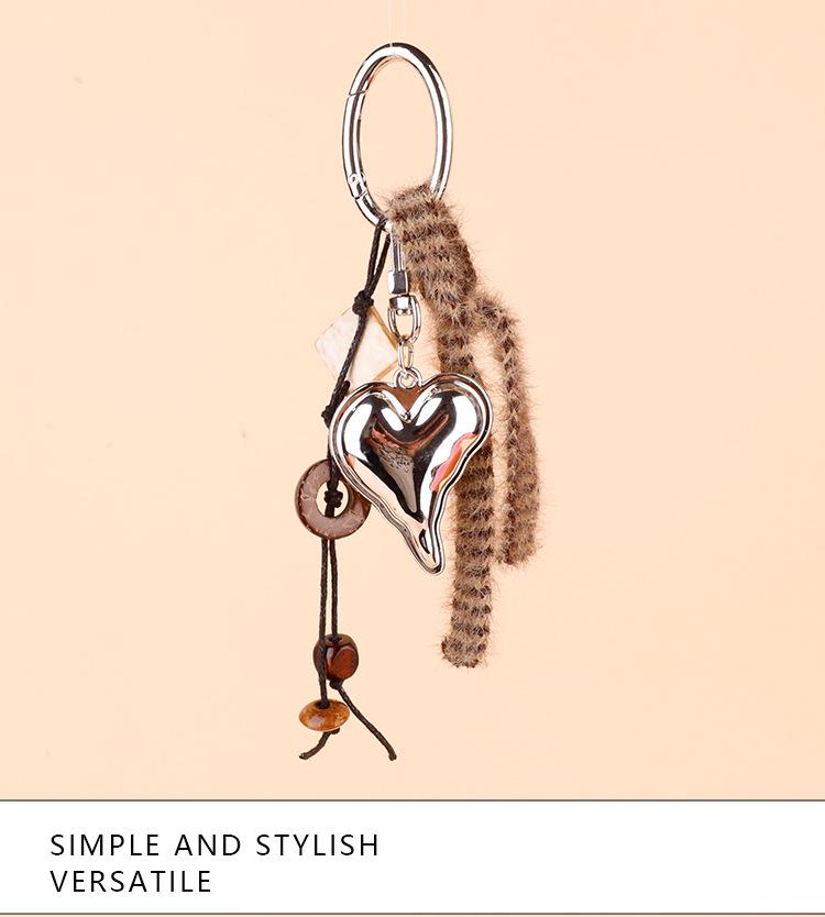 Vintage Miu Styl Přírodní Dřevěný Korálek Pletený Klíčenka Taška Přívěsek & Auto Přívěsek