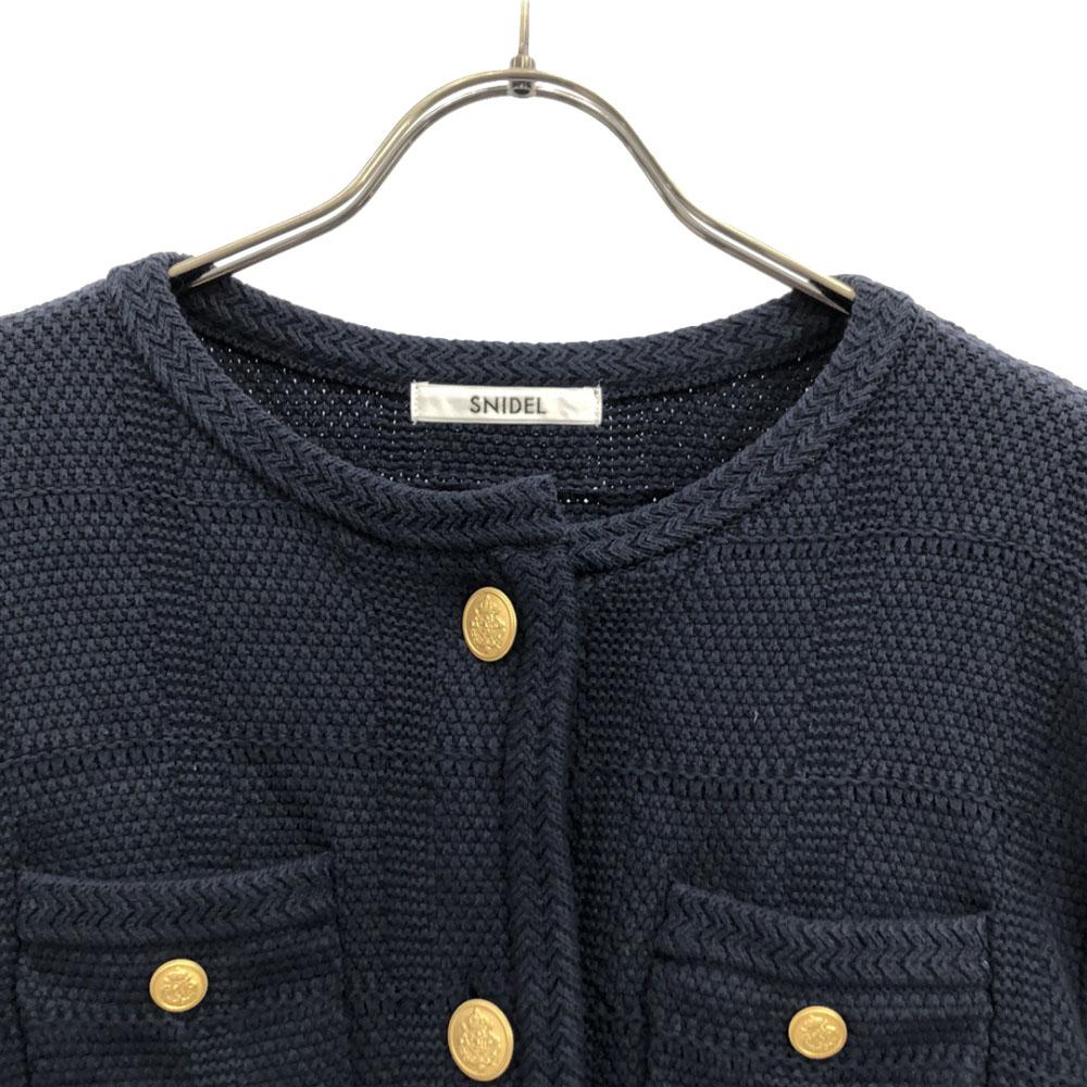 SNIDEL SWNJ241118 Langärmige Tweed Strickjacke F Marine Damen Gebraucht